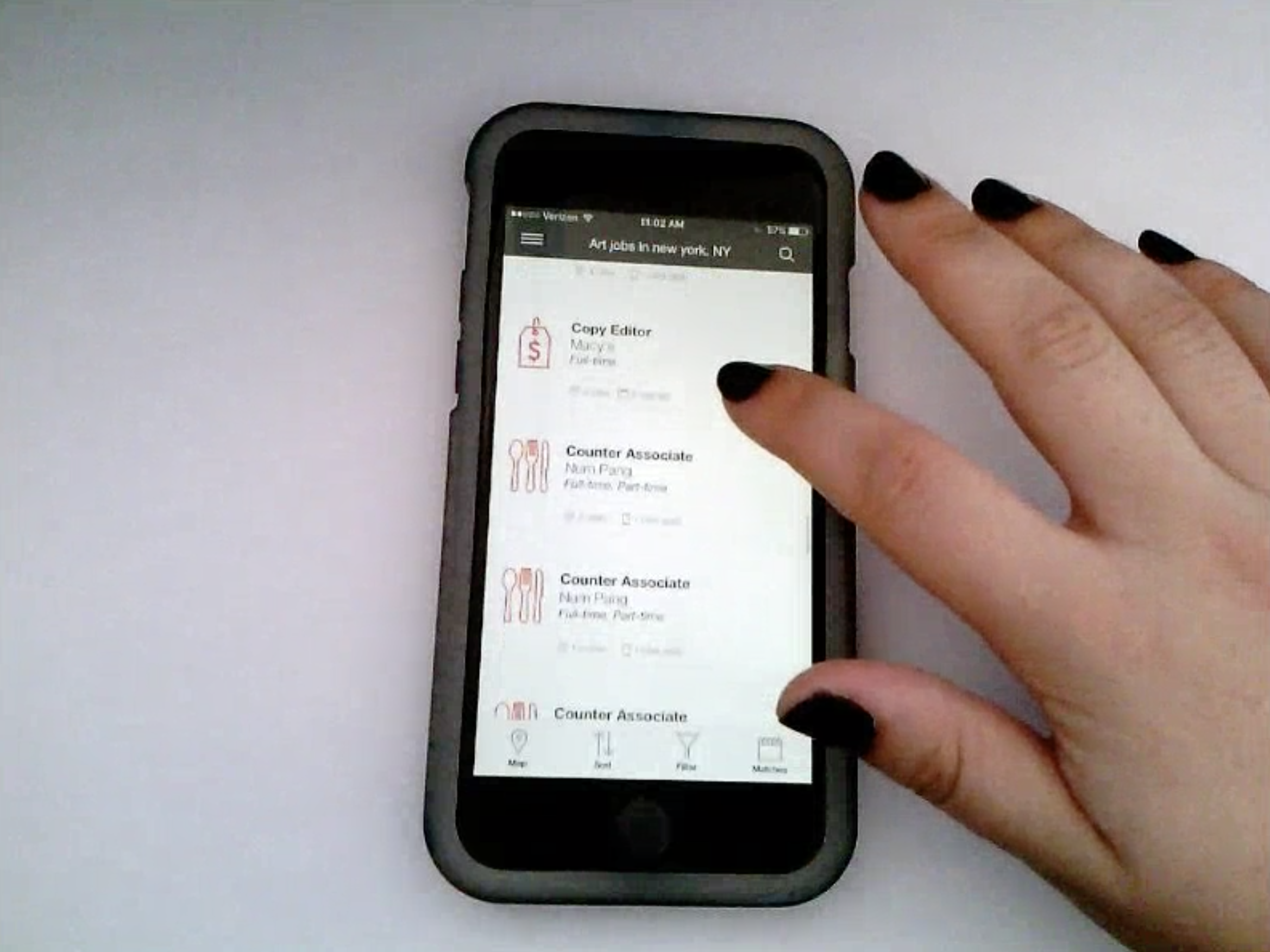 Still from Usability Test of Previous App